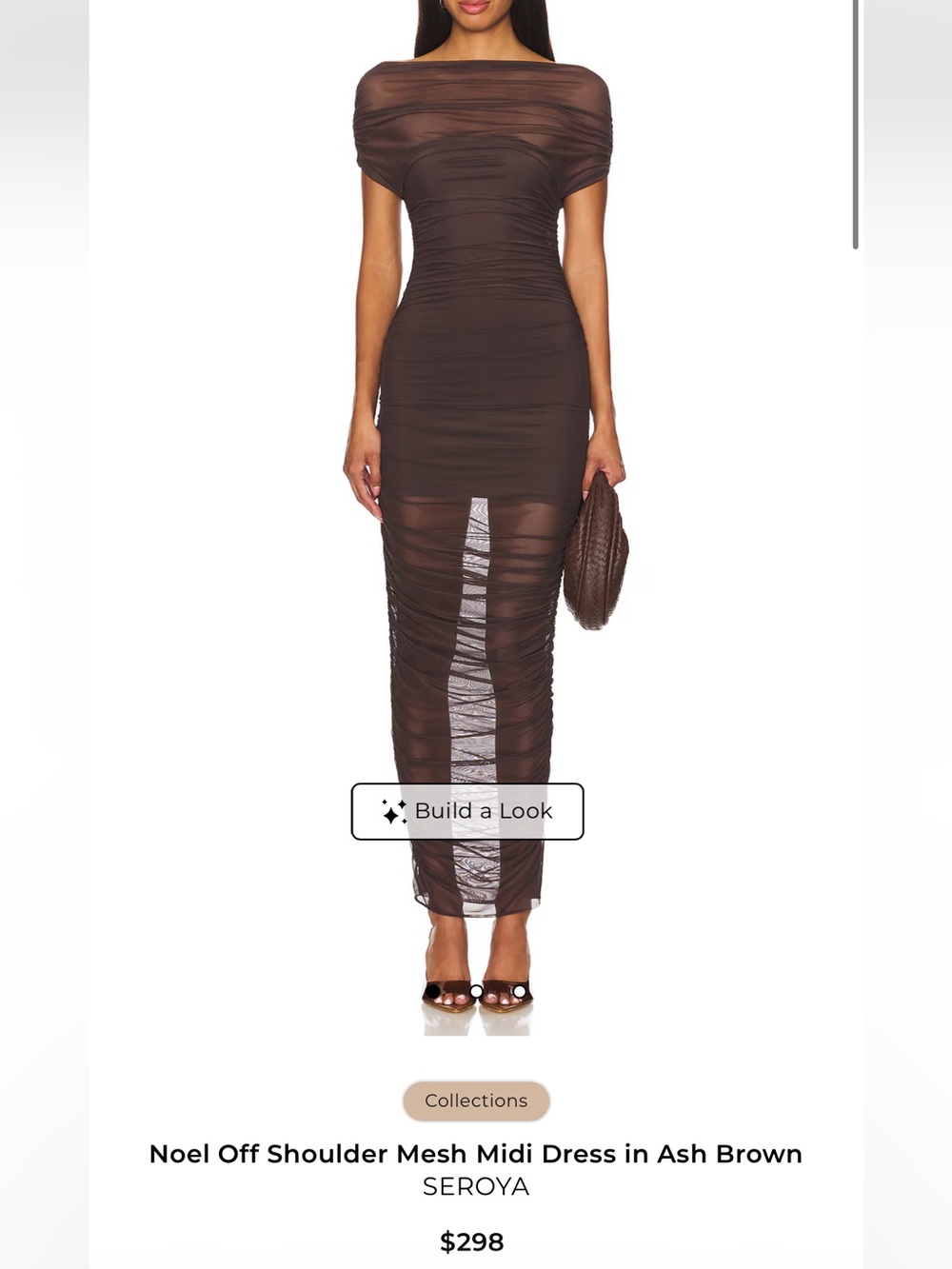 Noel Off-Shoulder Maxi Dress in Ash Brown by Seroya